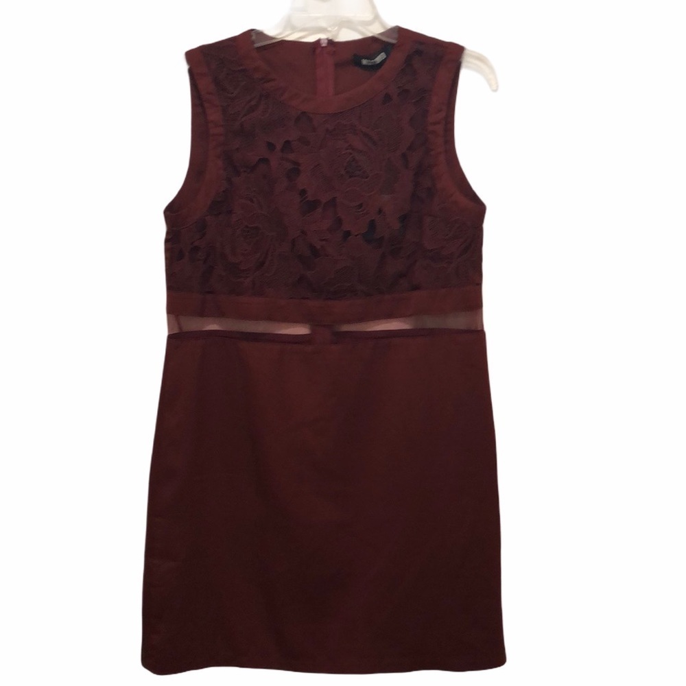 Missguided Lace Mini Dress Burgundy Size 8